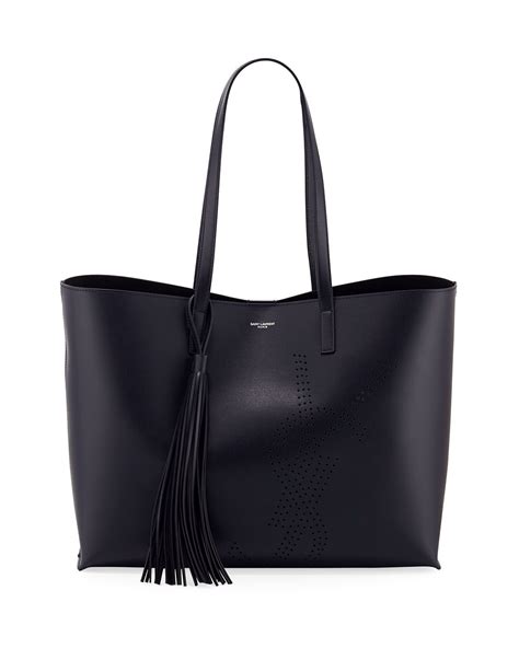 saint laurent smooth leather ysl perforated shopping tote bag|Maxi tote in smooth leather .